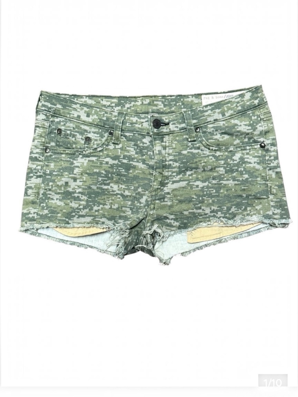 Rag & Bone Camo Cutoff Shorts Low Rise Size 27 Y2K